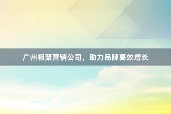 广州相聚营销公司，助力品牌高效增长